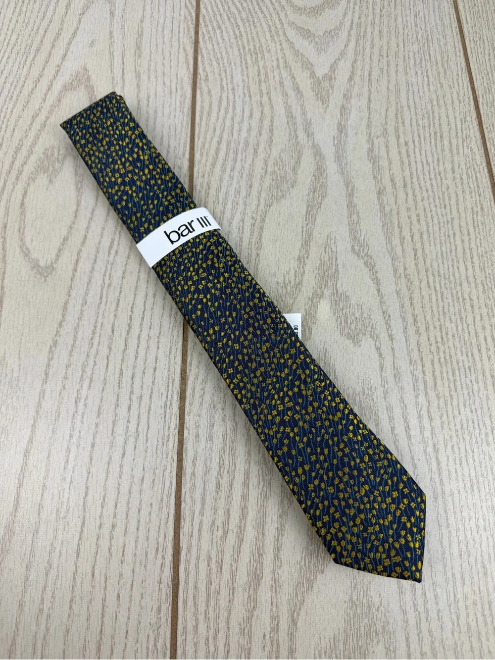598 Bar III Men's Tie Bennet Floral 710 Gold Blue $55 Polyester Skinny Slim